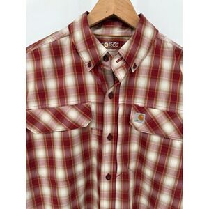 Carhartt Force Relaxed Fit Plaid Shirt Men's‎ Medium Button Down Short Sleeve